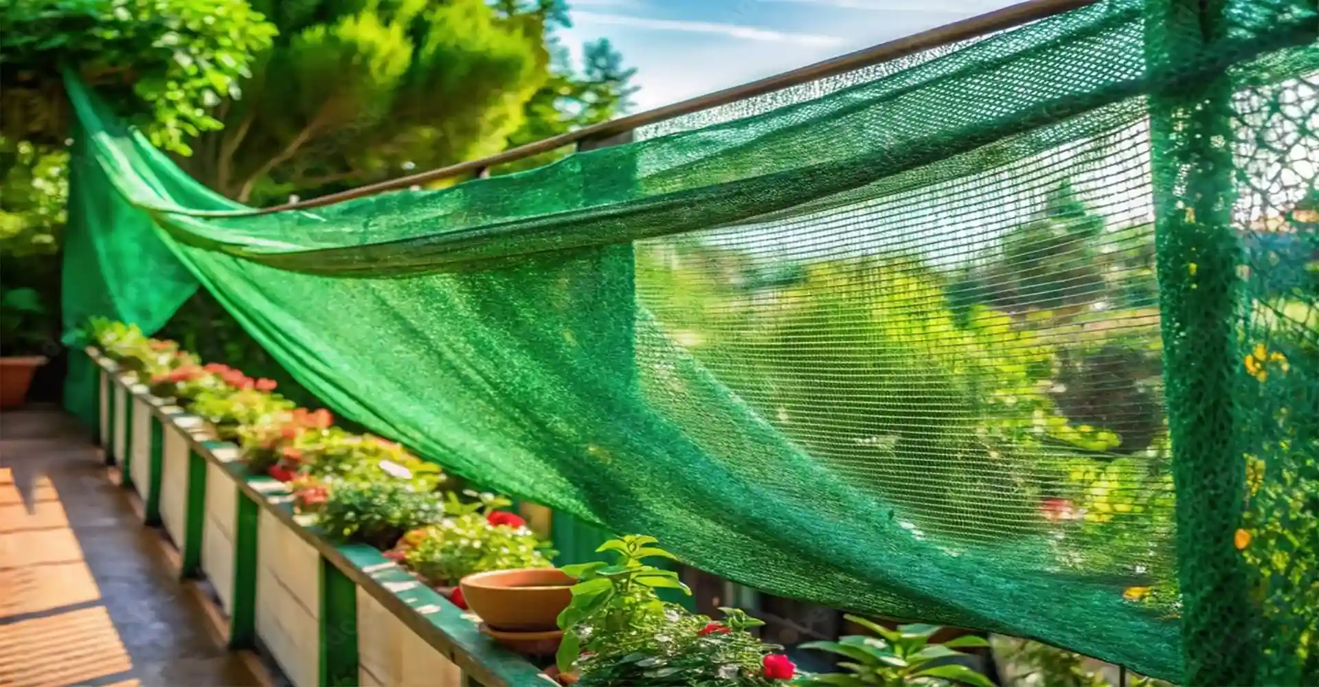 UV Stabilized HDPE Nets: as a balcony shade and privacy screen