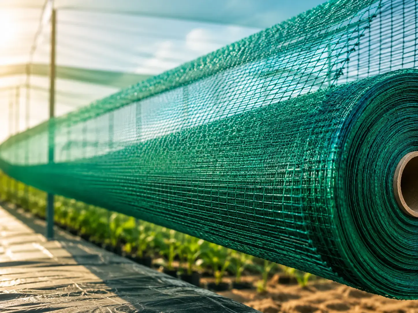 HDPE Monofilament Nets: green monofilament net roll close up